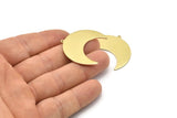 Brass Moon Charm, 4 Raw Brass Moon Crescent Charms With 1 Loop (35x17x0.80mm) M03057