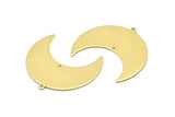 Brass Moon Charm, 4 Raw Brass Moon Crescent Charms With 1 Loop And 1 Hole (35x17x0.80mm) M03056