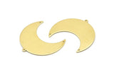 Brass Moon Charm, 4 Raw Brass Moon Crescent Charms With 1 Loop And 2 Holes (35x17x0.80mm) M03055