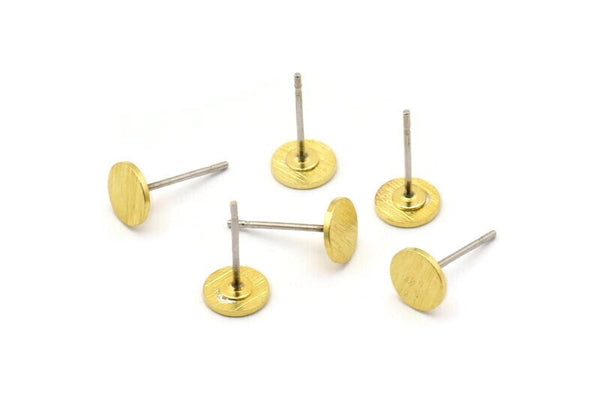 Brass Round Earring, 12 Textured Raw Brass Round Earring (6x0.70mm) A2380