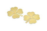 Brass Leaf Charm, 2 Raw Brass Four Leaf Clover Charms With 1 Hole, Charm Earrings (34x31x0.80mm) A0968