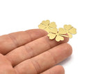 Brass Leaf Charm, 10 Raw Brass Four Leaf Clover Charms With 1 Hole (21x19x0.70mm) M02866