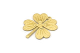 Brass Leaf Charm, 10 Textured Raw Brass Four Leaf Clover Charms With 1 Hole (21x19x0.70mm) M02871