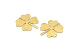Brass Leaf Charm, 10 Textured Raw Brass Four Leaf Clover Charms With 1 Hole (21x19x0.70mm) M02865