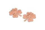 Copper Leaf Charm, 10 Raw Copper Four Leaf Clover Charms With 1 Hole (21x19x0.70mm) M02864