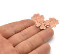 Copper Leaf Charm, 10 Raw Copper Four Leaf Clover Charms With 1 Hole (21x19x0.70mm) M02864