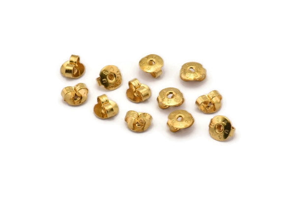 Brass Back Stoppers, 250 Raw Brass Earring Studs Back Stoppers (6mm) A0645