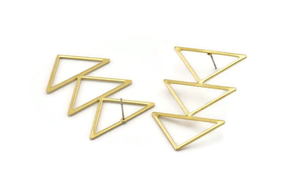 Brass Triangle Earring, 4 Raw Brass Triangle Earring (45x30x1mm) M01799 A2475