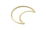 Brass Moon Charm, 4 Raw Brass Moon Crescent Charms With 1 Hole (35x15x0.80mm) M03064