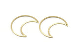 Brass Moon Charm, 4 Raw Brass Moon Crescent Charms With 1 Hole (35x15x0.80mm) M03064