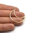 Brass Moon Charm, 4 Raw Brass Moon Crescent Charms With 1 Hole (35x15x0.80mm) M03064