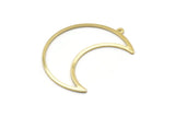 Brass Moon Charm, 4 Raw Brass Moon Crescent Charms With 1 Loop (37x15x0.80mm) M03066