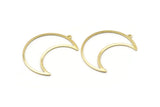 Brass Moon Charm, 4 Raw Brass Moon Crescent Charms With 1 Loop (37x15x0.80mm) M03066