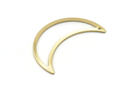 Brass Moon Charm, 8 Raw Brass Moon Crescent Charms With 1 Hole (30x10x0.80mm) M03065