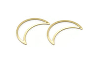 Brass Moon Charm, 8 Raw Brass Moon Crescent Charms With 1 Hole (30x10x0.80mm) M03065