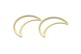 Brass Moon Charm, 8 Raw Brass Moon Crescent Charms With 1 Hole (30x10x0.80mm) M03065
