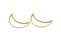 Brass Moon Charm, 8 Raw Brass Moon Crescent Charms With 2 Holes (30x10x0.80mm) M03067