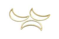 Brass Moon Charm, 8 Raw Brass Moon Crescent Charms With 2 Holes (30x10x0.80mm) M03067
