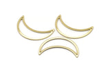 Brass Moon Charm, 8 Raw Brass Moon Crescent Charms With 2 Holes (30x10x0.80mm) M03067