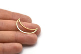 Brass Moon Charm, 8 Raw Brass Moon Crescent Charms With 2 Holes (30x10x0.80mm) M03067
