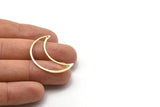 Brass Moon Charm, 6 Raw Brass Moon Crescent Charms With 1 Hole (33x13x0.80mm) M03063