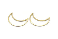 Brass Moon Charm, 6 Raw Brass Moon Crescent Charms With 2 Holes (33x13x0.80mm) M03068
