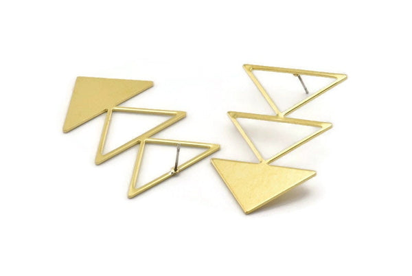 Brass Triangle Earring, 4 Raw Brass Triangle Earring (45x30x1mm) M01800 A2467