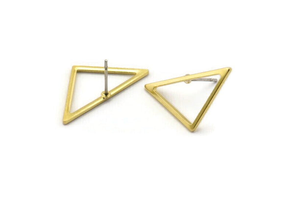 Brass Triangle Earring, 12 Raw Brass Open Triangle Ring Earring (25x13x1mm) M01696 A2473
