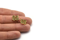 Gold Cactus Charm, Gold Plated Cactus, Cubic Zircon, CZ Pave Cactus Charm, Zircon Charm Pendants With 1 Loop (18x15x2mm) SY0096