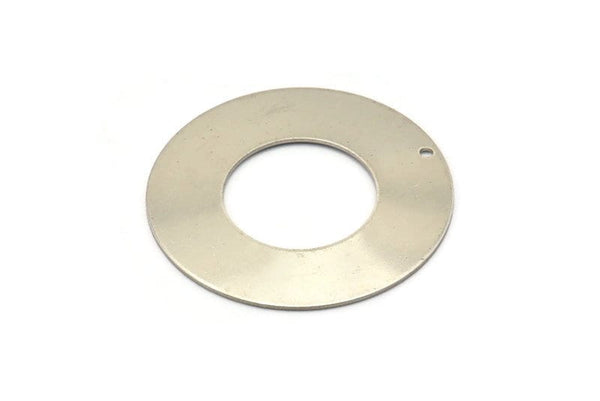 Steel Round Charm, 6 Stainless Steel Round Charms With 1 Hole (40x0.70mm) M02890