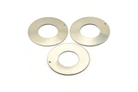 Steel Round Charm, 6 Stainless Steel Round Charms With 1 Hole (40x0.70mm) M02890
