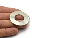 Steel Round Charm, 6 Stainless Steel Round Charms With 1 Hole (40x0.70mm) M02890
