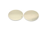 Steel Round Charm, 4 Stainless Steel Round Charms With 2 Holes (35x0.70mm) M02337