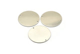 Steel Round Charm, 4 Stainless Steel Round Charms With 2 Holes (35x0.70mm) M02337