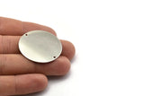 Steel Round Charm, 4 Stainless Steel Round Charms With 2 Holes (35x0.70mm) M02337