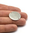 Steel Round Charm, 8 Stainless Steel Round Charms With 2 Holes (25x0.70mm) M02885