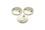 Steel Round Charm, 50 Stainless Steel Round Charms With 2 Holes (10x0.70mm) M02886