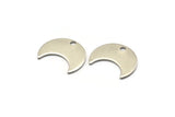 Steel Moon Charm, 50 Steel Moon Charms With 1 Hole (15x8x0.70mm) M02881