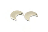 Steel Moon Charm, 50 Steel Moon Charms With 1 Hole (15x8x0.70mm) M02900