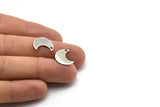 Steel Moon Charm, 50 Steel Moon Charms With 1 Hole (15x8x0.70mm) M02900
