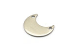 Steel Moon Charm, 50 Steel Moon Charms With 2 Holes (15x8x0.70mm) M02884