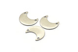 Steel Moon Charm, 50 Steel Moon Charms With 2 Holes (15x8x0.70mm) M02884