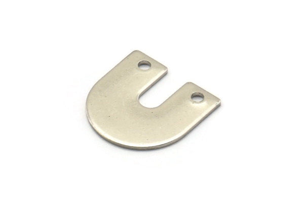 Steel U Shaped Charm, 24 Steel U Shaped Charms With 2 Holes (15x0.70mm) M02895