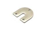 Steel U Shaped Charm, 24 Steel U Shaped Charms With 3 Holes (15x0.70mm) M02888