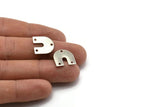 Steel U Shaped Charm, 24 Steel U Shaped Charms With 3 Holes (15x0.70mm) M02888