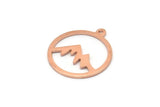 Copper Round Charm, 10 Raw Copper Mountain Shaped Round Charms With 1 Loop, Pendants, Earring Findings (20x18x0.80mm) M03018