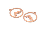 Copper Round Charm, 10 Raw Copper Mountain Shaped Round Charms With 1 Loop, Pendants, Earring Findings (20x18x0.80mm) M03018