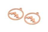 Copper Round Charm, 10 Raw Copper Mountain Shaped Round Charms With 1 Loop, Pendants, Earring Findings (20x18x0.80mm) M03018
