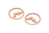 Copper Round Blank, 10 Raw Copper Mountain Shaped Round Blanks, Findings (18x0.80mm) M03017