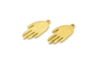 Brass Hand Charm, 6 Raw Brass Hand Charms With 1 Loop (19x9x1.2mm) N1232